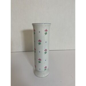Flowers and Hearts on White Porcelain‎ 6.5" Vintage FTD Bud Vase